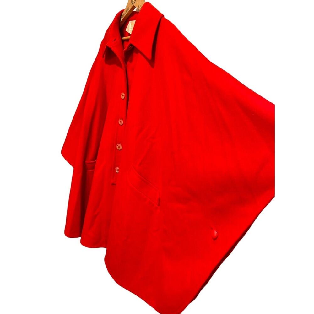 Pendleton Vintage 50s 60s Red 100% Virgin Wool Cape Jacket One Size - Picture 3 of 12